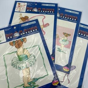 Daisy Kingdom Iron On Transfer Images 2001 Three Ballerinas Purple Pink Aqua Set
